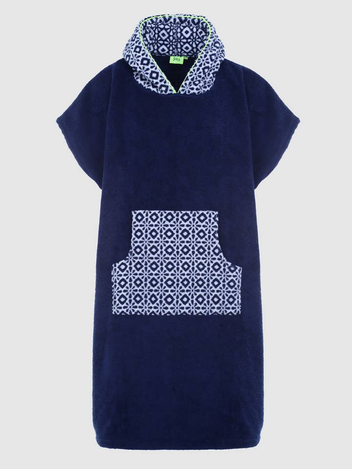 Navy Azulejos Adult Poncho for wholesale by GILI'S
