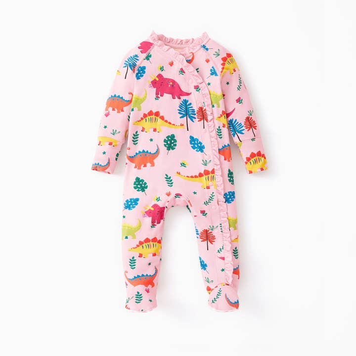 Tutina in bambù per bambina Dream Cozy con volant e bottoni a pressione per la vendita all'ingrosso da parte di PatPat