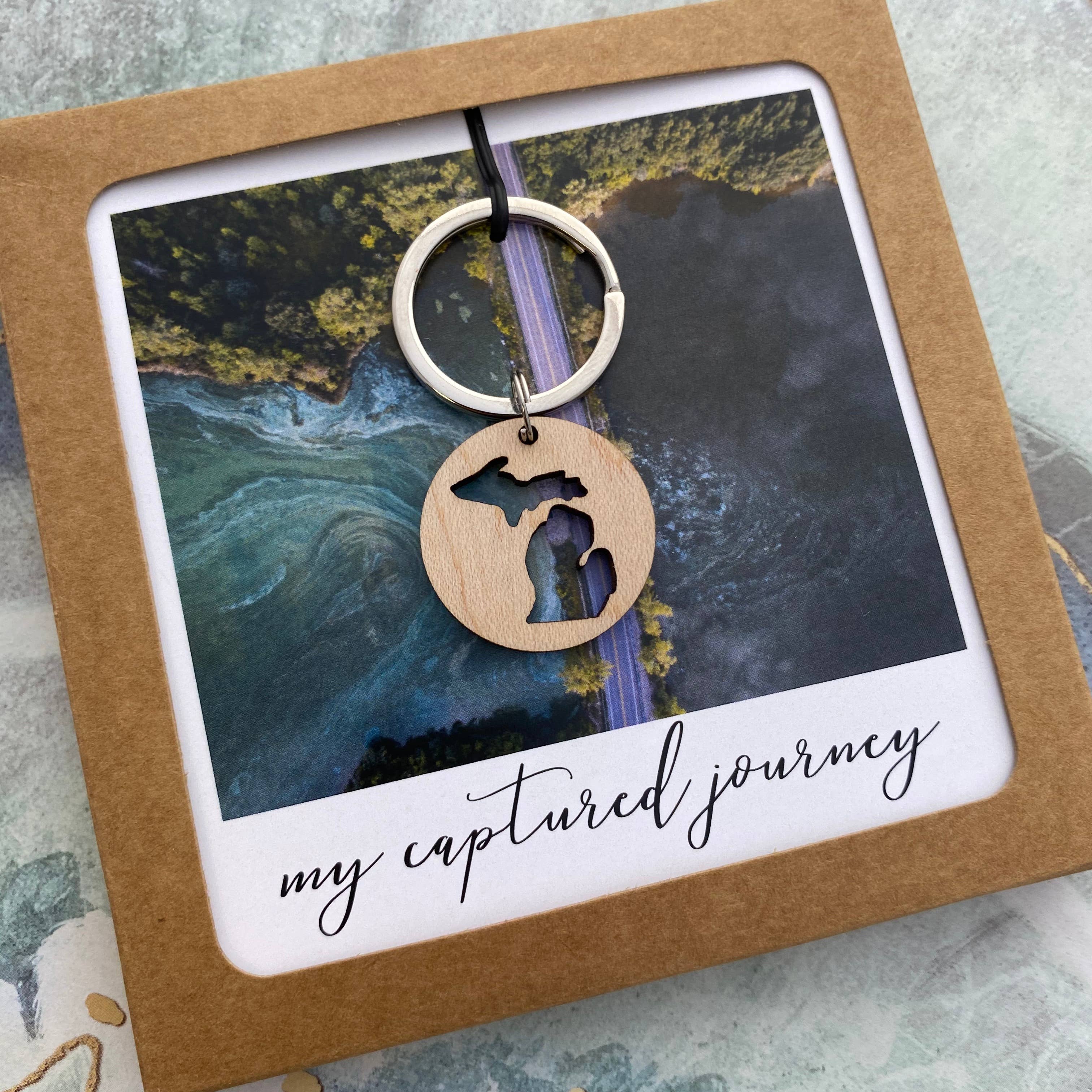 My Captured Journey - Wholesale Keychain - Unisex - Hardwood Michigan Cutout Keychain1