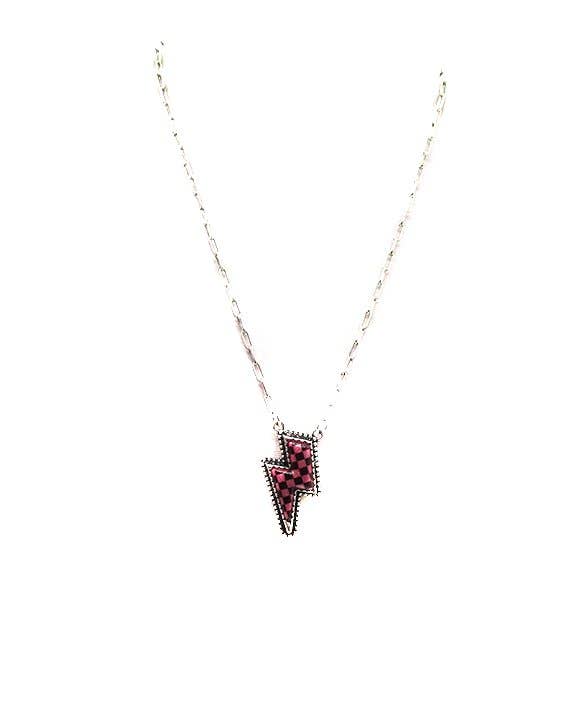 Snowing West - Wholesale Pendant/Charm Necklace - Checkered Lightning Bolt Necklace1
