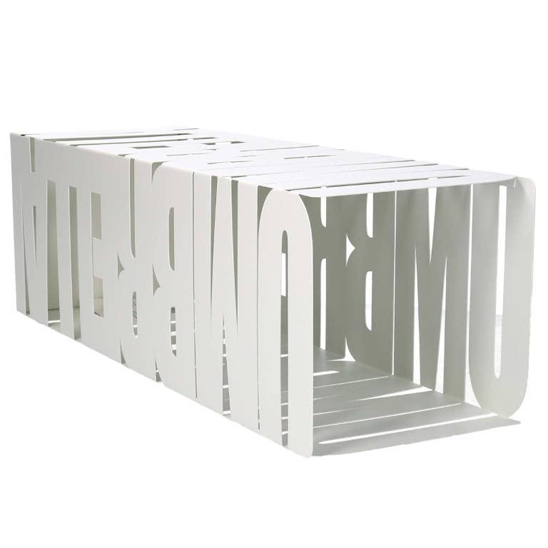Metal Umbrella Stand Stripes White Square CM15.5x15.5h52 for wholesale on Faire2