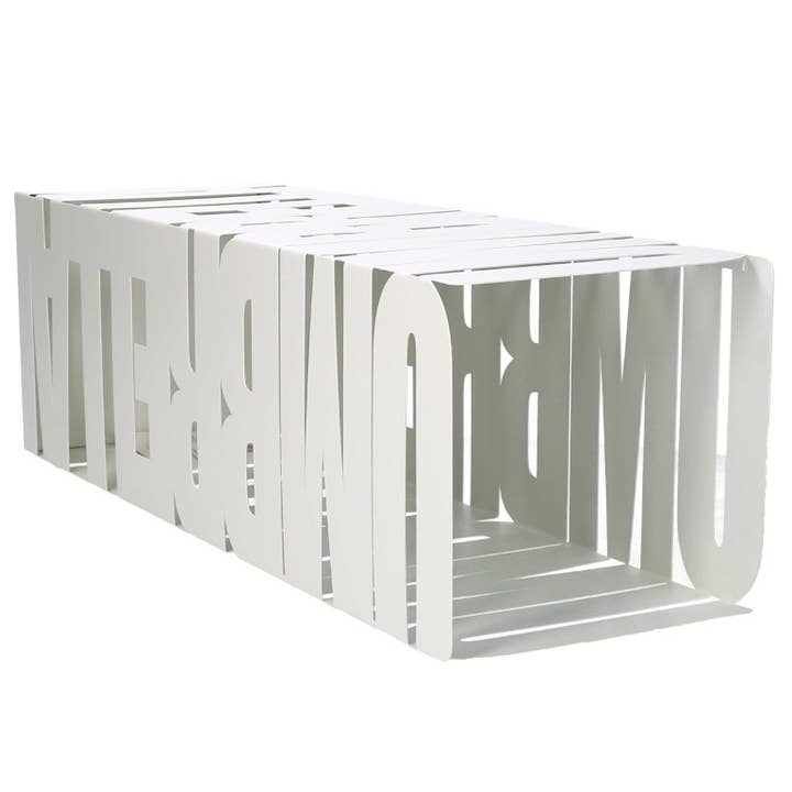 Metal Umbrella Stand Stripes White Square CM15.5x15.5h52 for wholesale on Faire2