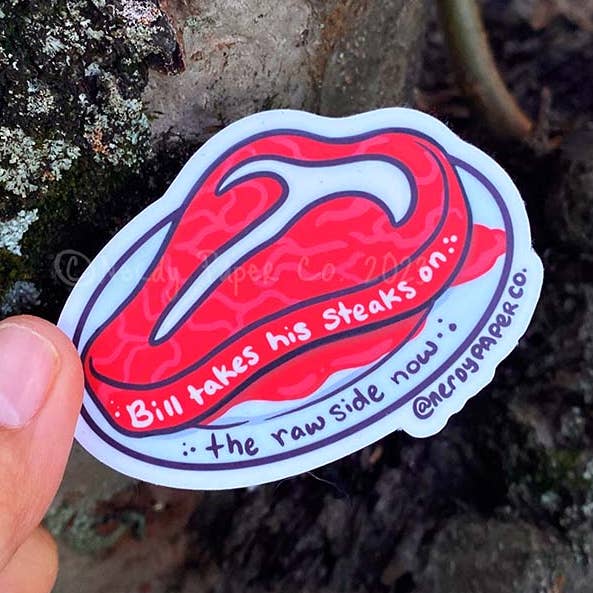 Rare Steak - Hand Drawn Waterproof Vinyl Sticker for wholesale by NERDY PAPER CO.