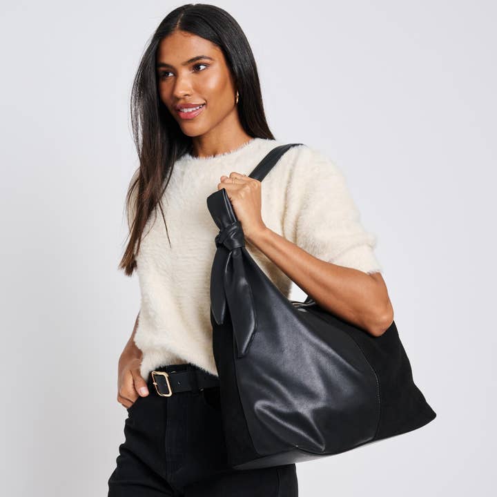 Moda Luxe - Wholesale Shoulder Bag - Women's - Hazel - Genuine Suede Knot Hobo