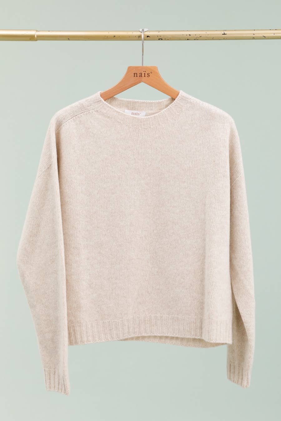 NAÏS PARIS - Wholesale Knit Sweater - Women's - Crew neck sweater with long sleeves, 100% superfine merino wool0