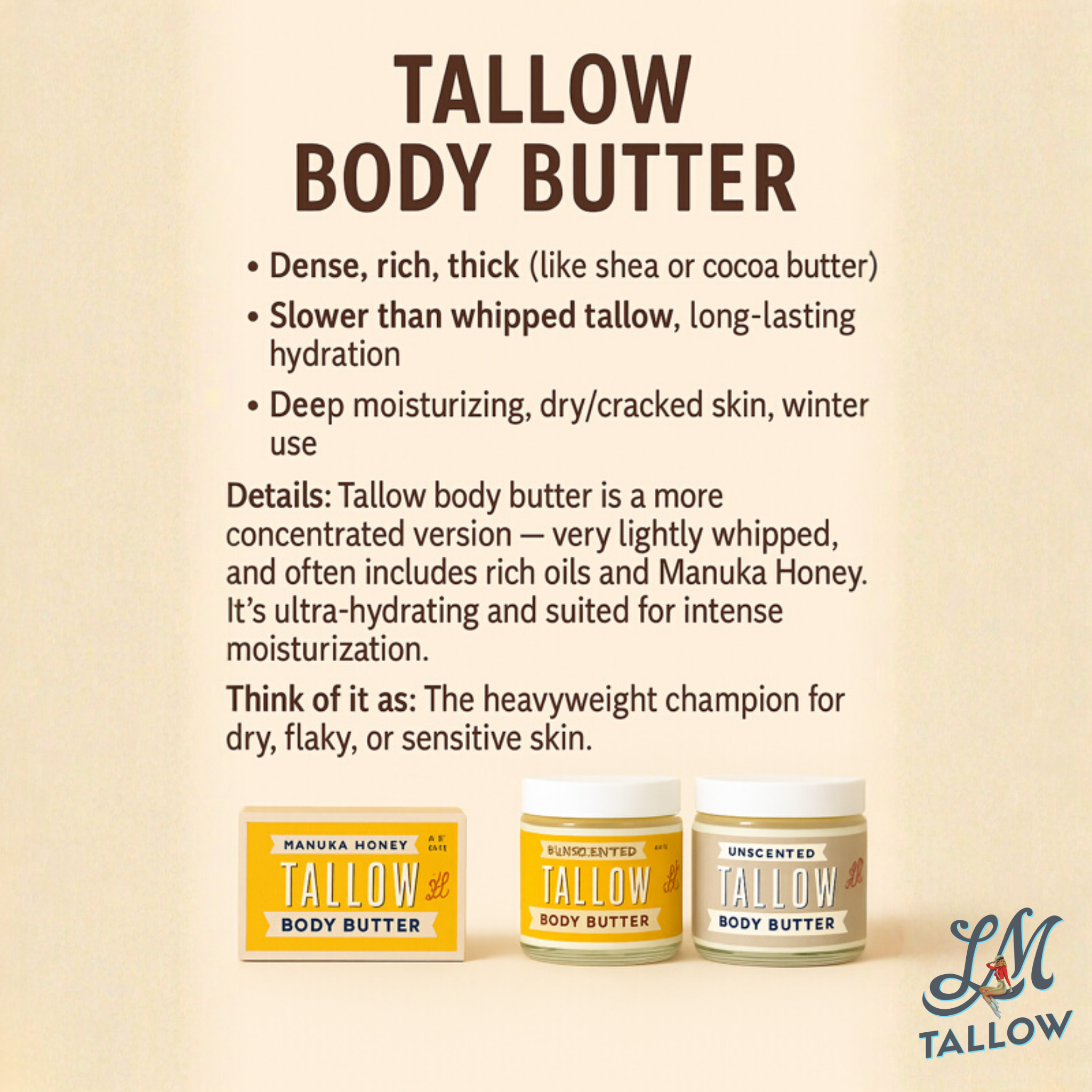 May's Market @ TLM - Wholesale Body Balm/Butter - Original Tallow Body Butter – Unscented Grass-Fed Beef Tallow Moisturizer | Lady May3