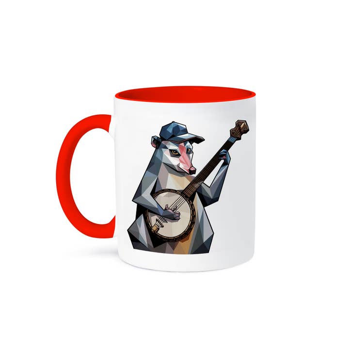 3dRose - Wholesale Coffee Mug - 3dRose, Funny Cute Possum Playing Banjo Music Abstract Street Cat , Mug