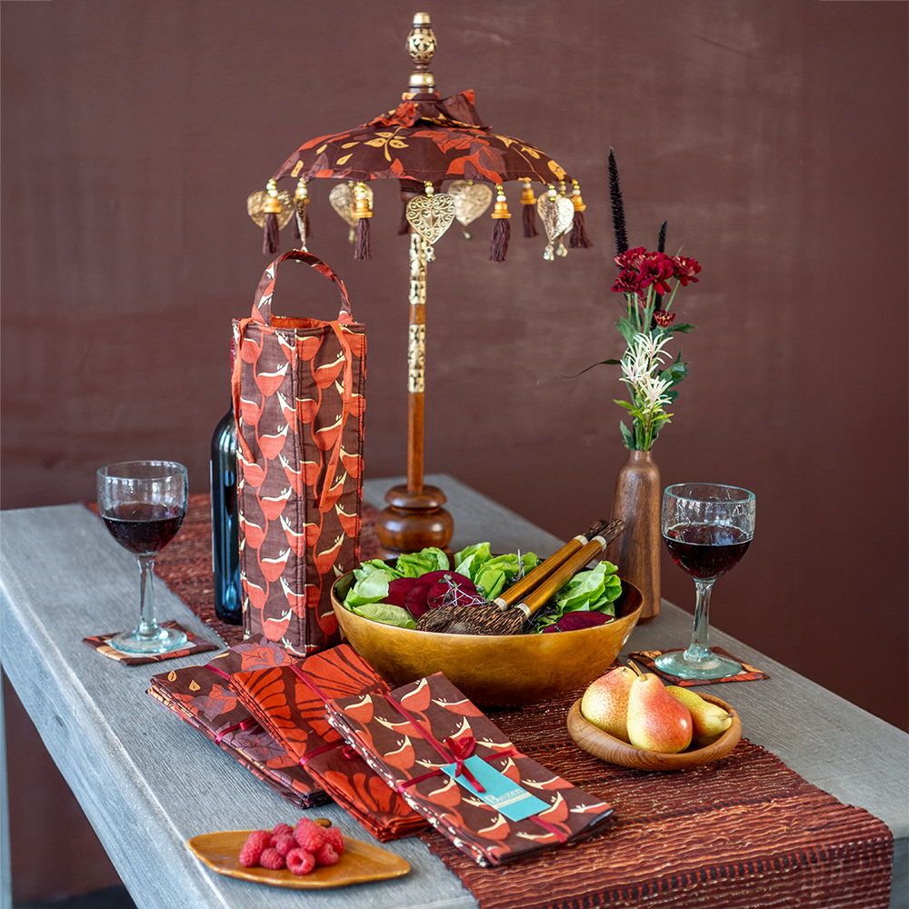 Balizen by zen zen garden home – Engroshandel Paraply - Unisex – UDSALG | Balinesisk Paraply Mini | Bougainvillea Brun3