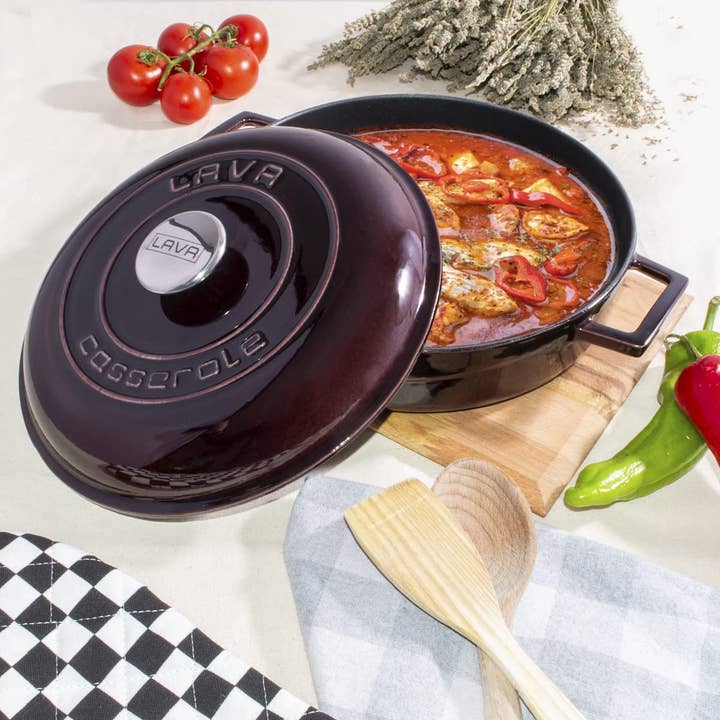 Biggbrands – Engroshandel Støbejernspande – LAVA Premium rund støbejern hollandsk ovn med kuppellåg 28 cm