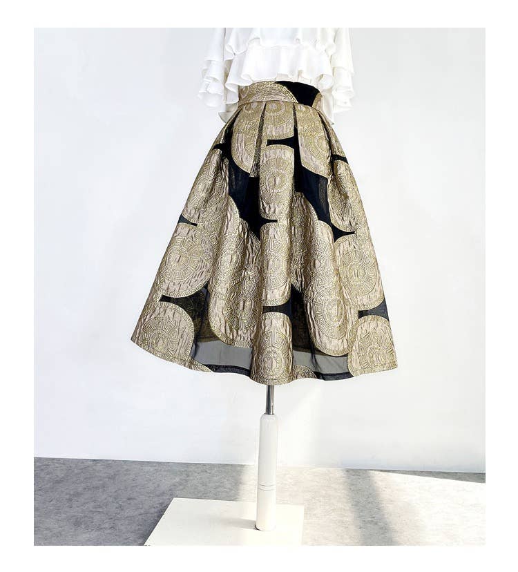 Yellow SK027Y Elegant Embroidered Organza Midi Tutu Skirt for wholesale on Faire4