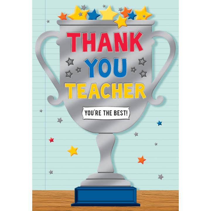 Piccadilly Greetings - Wholesale Teacher/Back-to-School Card - Thank You Teacher Card, Thank You Teacher, Trophy