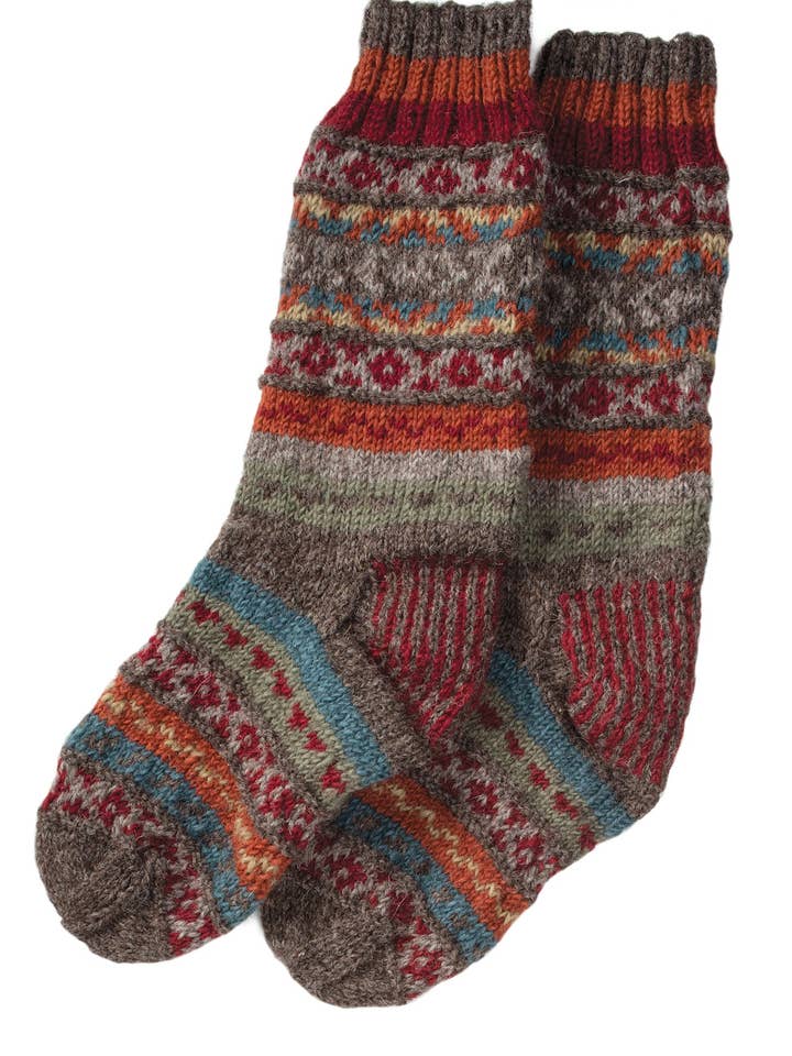 Pair of Fairisle Knitted Fine Wool Socks for wholesale by Namaste