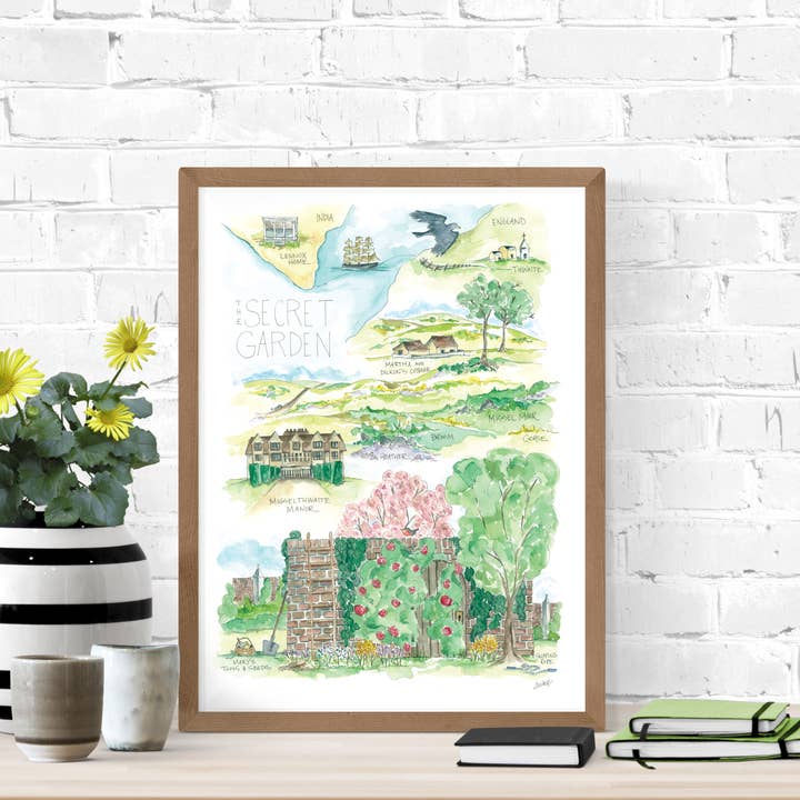 Elizabeth Wade Studio - Wholesale Art Print - Secret Garden Watercolor Story Map Art Print