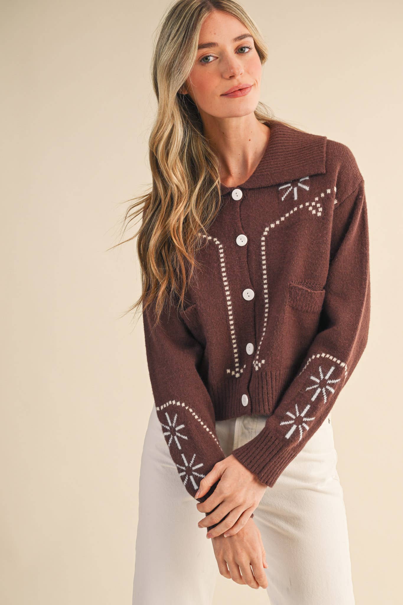 &MERCI - Wholesale Cardigan - Women's - WESTERN DESIGN SWEATER CARDIGAN MSW1121721