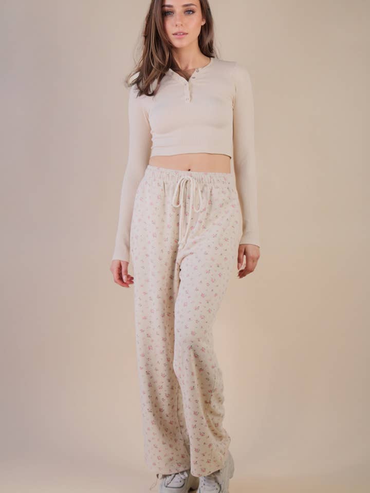 NP70918-Pantalon décontracté confortable à jambes larges imprimé floral pour la vente par VERY J