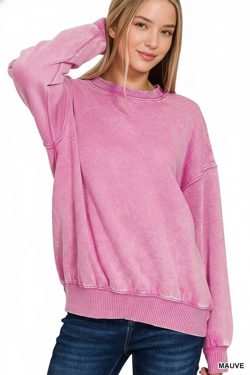42POPS - Vente Sweat-shirt – femme - Sweat-shirt en molleton Snow Wash0