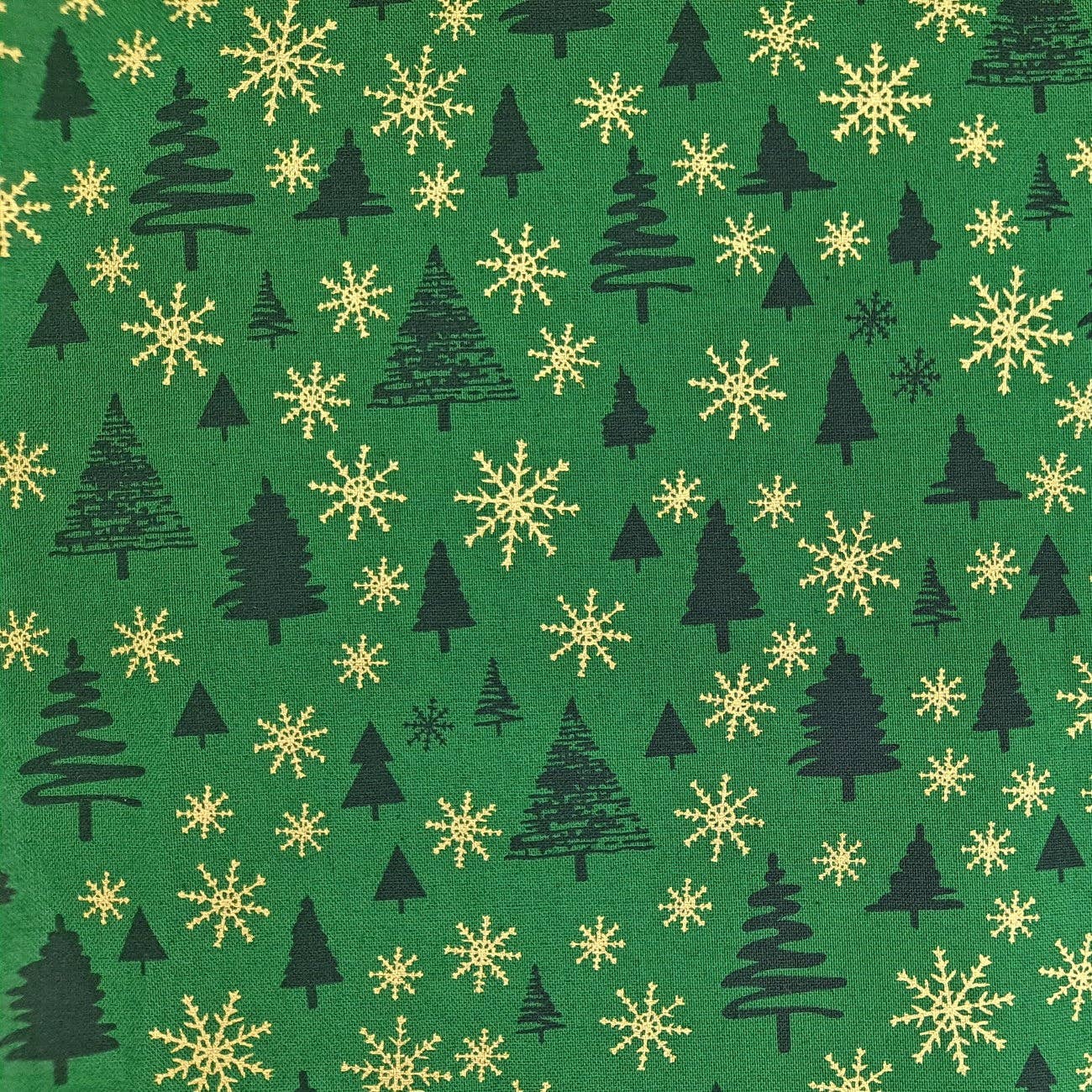 Furoshiki Wrap Company - Wholesale Flat Wrap - Furoshiki / Eco Wrapping Paper / Reusable Gift Wrap - Christmas Trees and Snowflakes, Green1