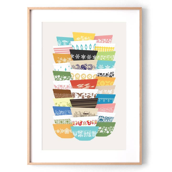 Twinkltoast - Wholesale Art Print - Vintage Mixing Bowl Tall Stacks Print