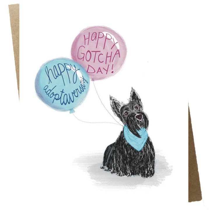 The Fancy Doodle Paperie - Wholesale Birthday Card - Gotcha Day Adoptaversary Birthday Scottie Dog