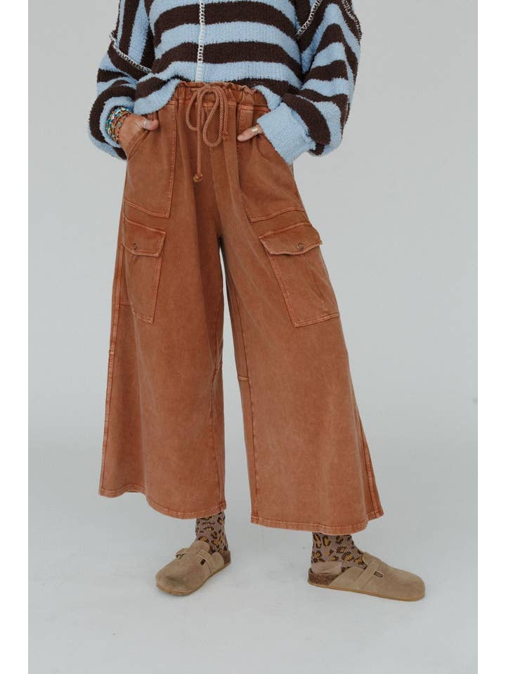 Three Bird Nest - Wholesale Pants - Women's - Cargo Cascade Wide Leg Pants - Copper