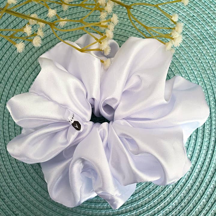 Asantewaa - Wholesale Scrunchie - Women's - Snow Large Satin Scrunchie2