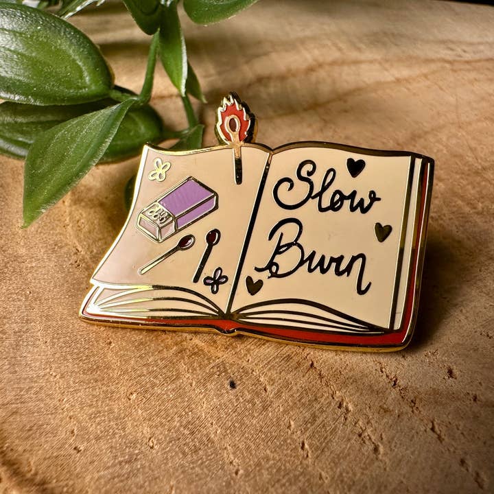 Slow Burn Romance Trope Enamel Pin for wholesale by Magic&Books