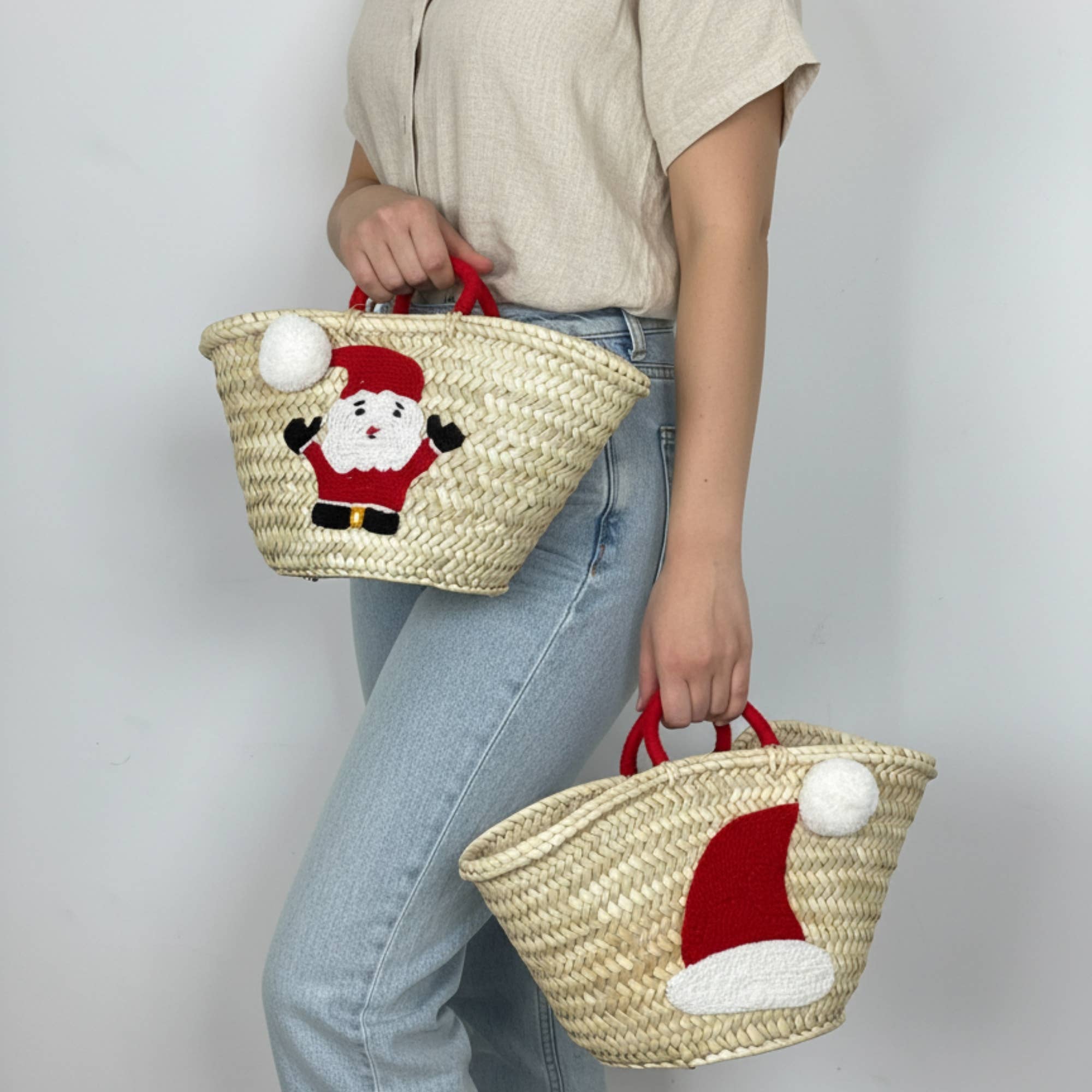 Melecraft – Großhandel Weihnachtsschmuck – Weihnachtsdekor-Korb – Geflochtene Palmblatt-Tasche3