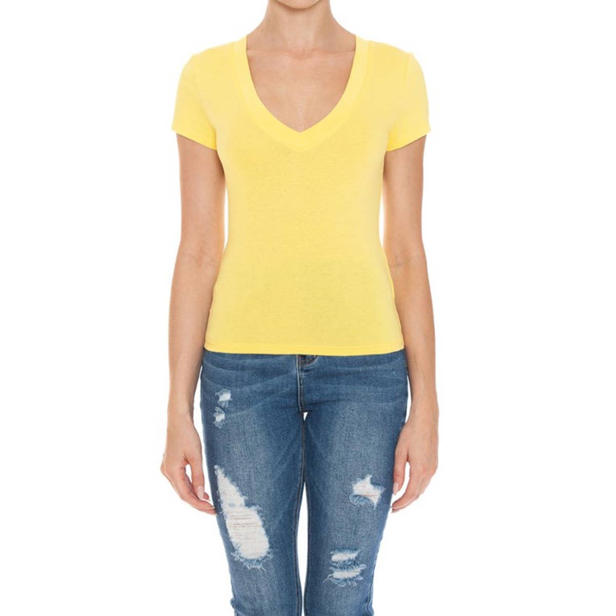 UP CLOTHING – wholesale T-shirt – women's – V NECK SHORT SLEEVE T SHIRT TOP5