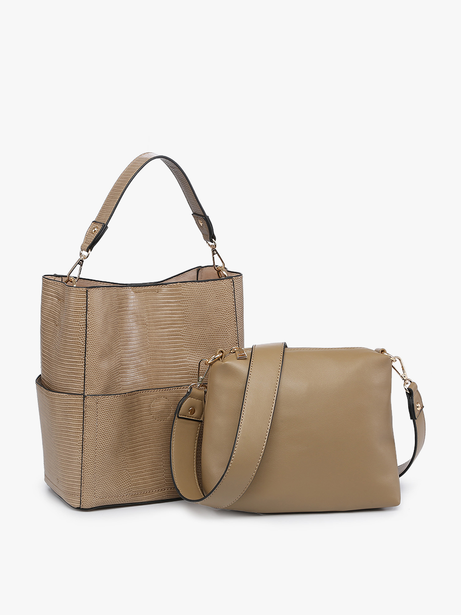 Jen & Co. – Großhandel Henkeltasche – Damen – M1714LZ Abby Lizard 2-in-1-Beuteltasche mit Gitarrengurt1