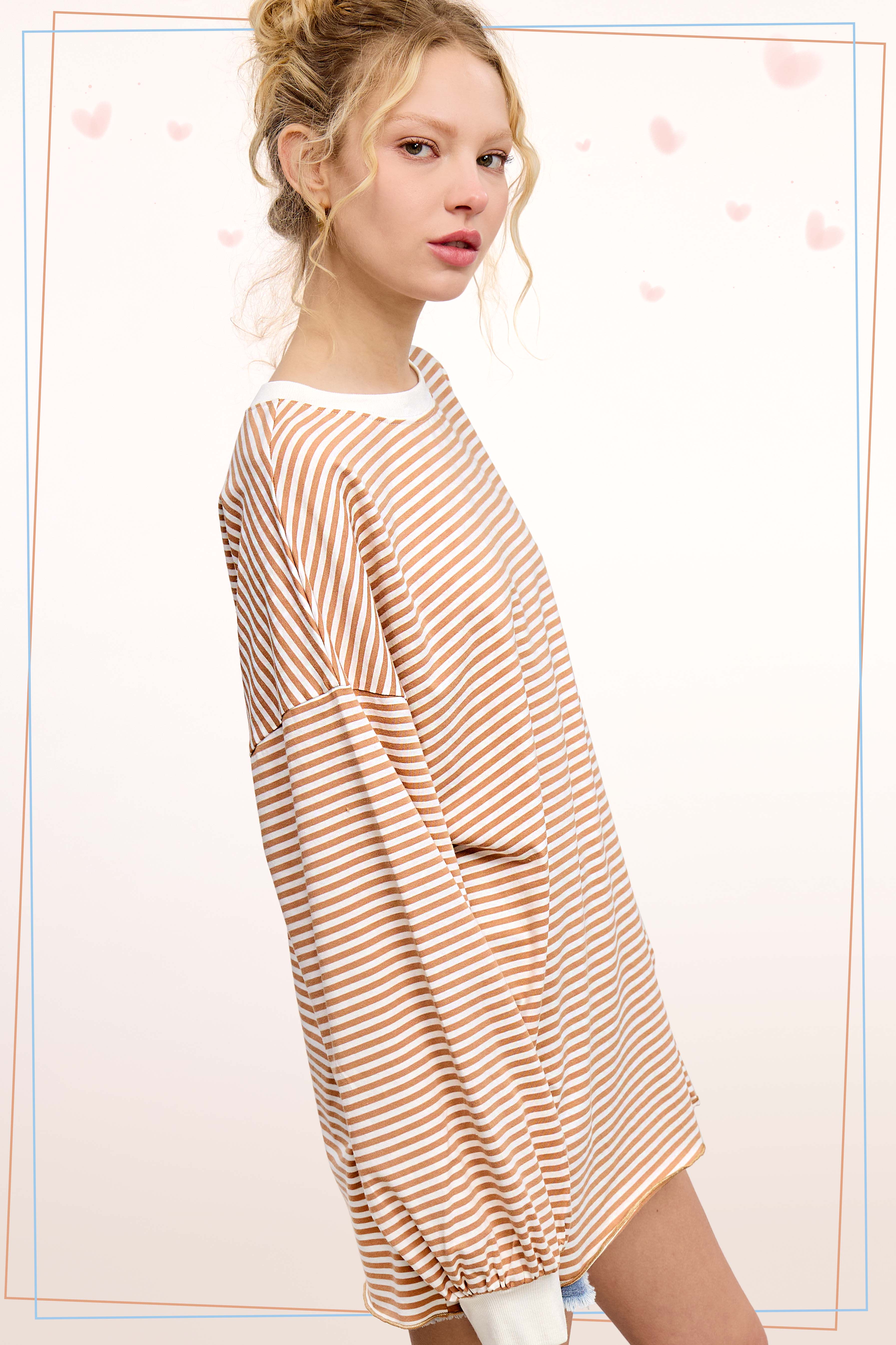 La Miel - Vente Haut en maille – femme - Pull oversize à manches longues rayé34