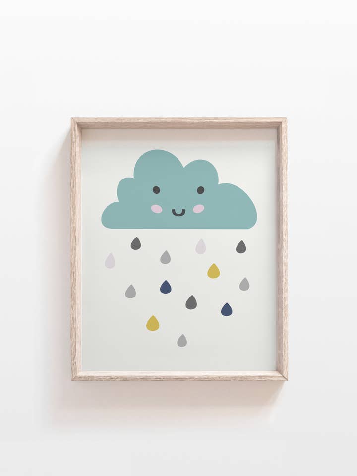 Raincloud Print, decorazione da parete per bambini, decorazione per la cameretta dei bambini, per bambini per la vendita all'ingrosso da parte di The Little Wagon