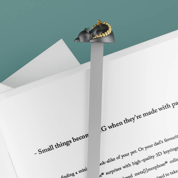 Metalmorphose Bookmark - Grey & Gold Dragon Bookmark for wholesale by Oli Olsen
