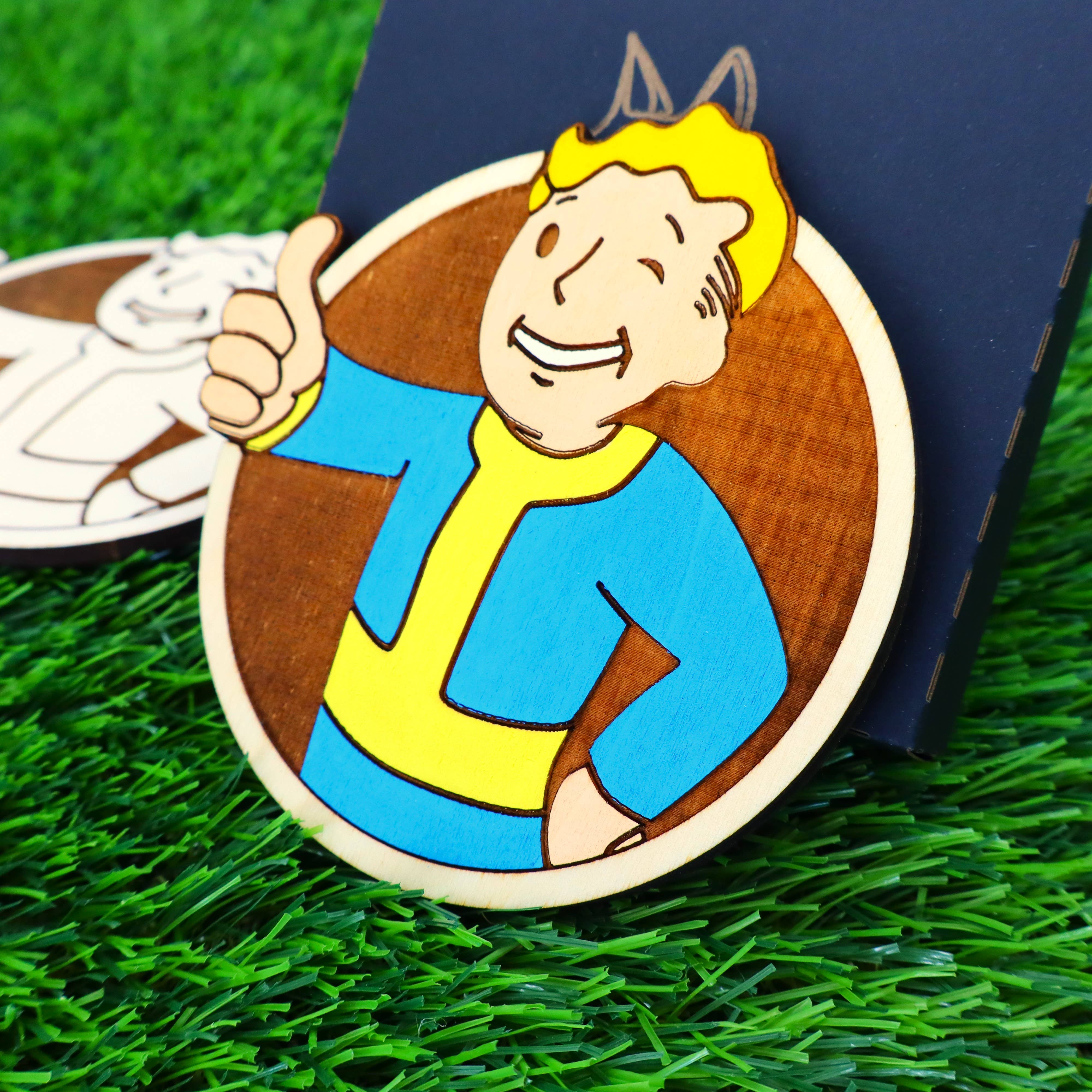 Herbs&Belles – Base de copos por atacado – Porta-copos de Madeira Fallout, Vault Boy Louco, Presente Geek Decoração de Casa20