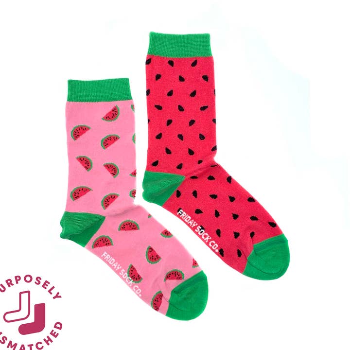 Friday Sock Co. - Wholesale Socks - Women's - Women’s Inside Out Watermelon Socks, Vibrant Spring Fashion
