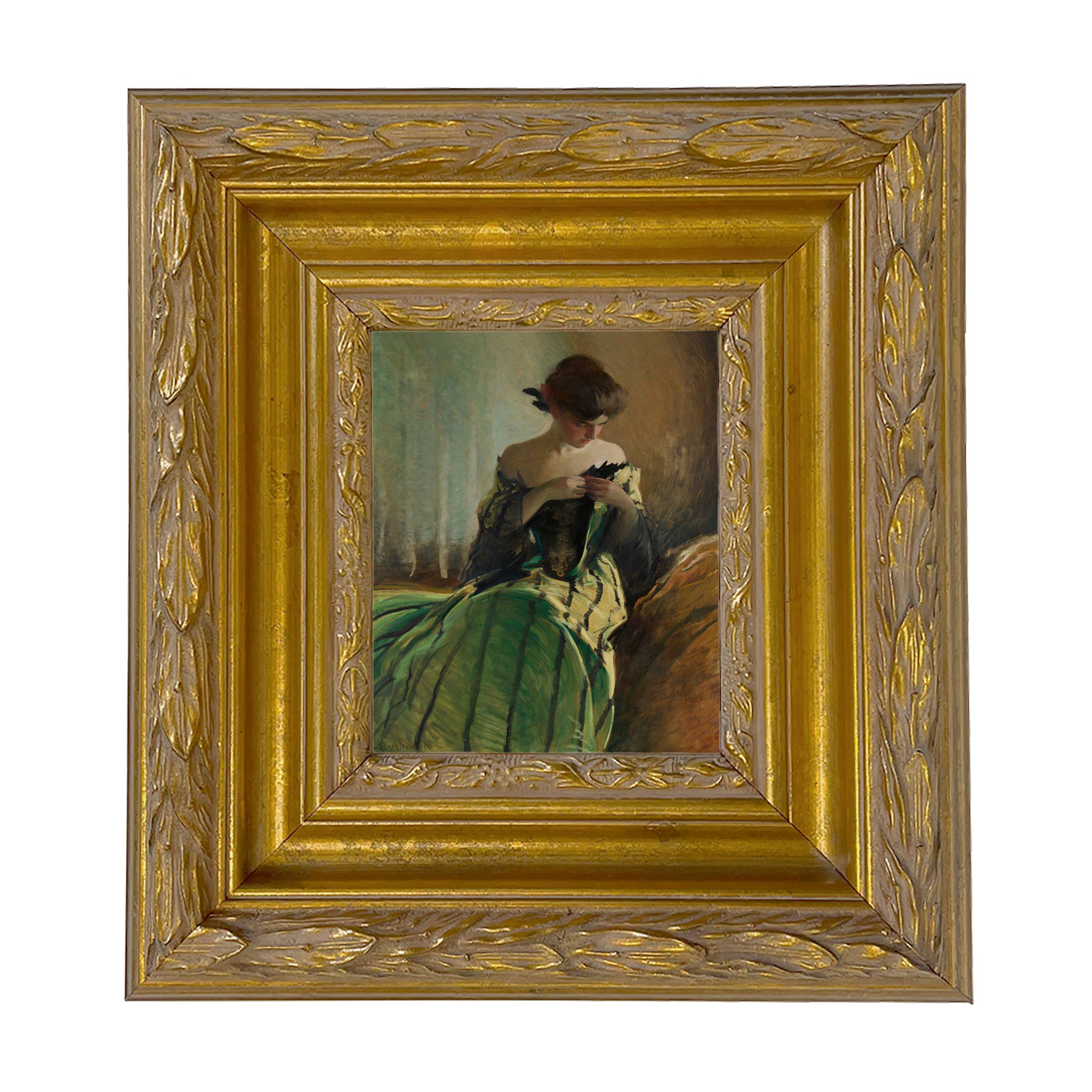 Madison Bay Co. - Historical Home Decor Reproductions - Vendita all'ingrosso Stampa artistica - Stampa su Tela Vintage di Donna in Abito Nero e Verde39