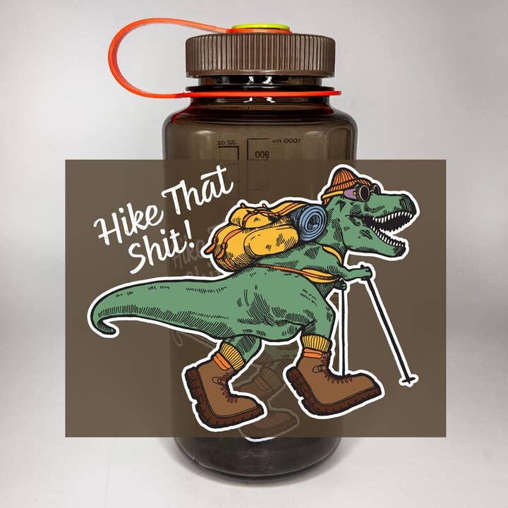 Hey Bear Outdoors – wholesale Water bottle – Hike That Shit Dinosaur T-Rex Nalgene 32oz Water Bottle1