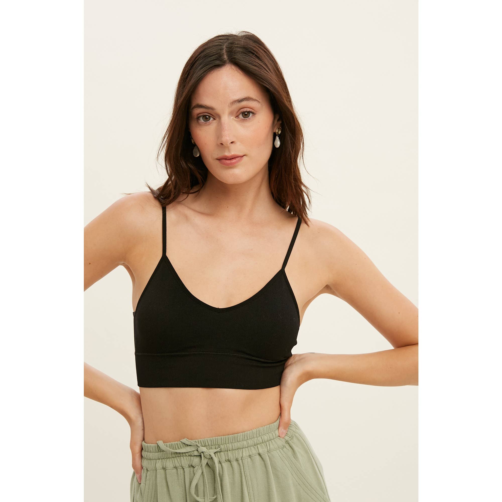 Wishlist Apparel - Vendita all'ingrosso Bralette - Donna - Bralette senza cuciture a coste con scollo basso sulla schiena / WL22-66063