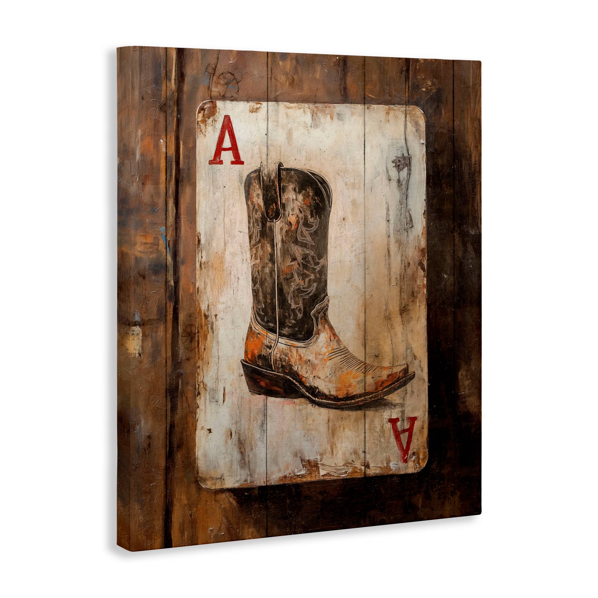 Stupell Industries - Vente Enseigne murale - Carte à jouer rustique occidentale - Art mural non encadré10