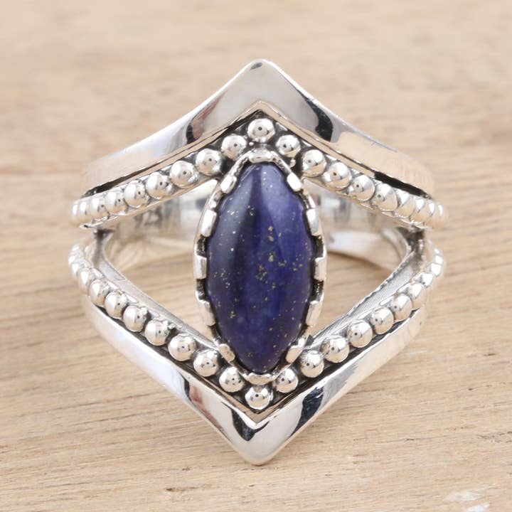 NOVICA - Wholesale Cocktail/Statement Ring - Lapis Eye Lapis Lazuli Cocktail Ring