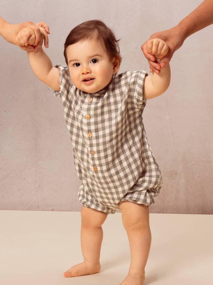 Studio Bohème Paris - Vendita all'ingrosso Tutina - Neonati - Combinazione Bebecito Vichy verde grigio