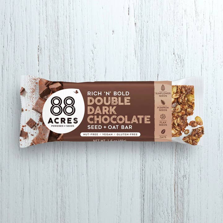 Double Dark Chocolate Seed + Oat Bar for wholesale by 88 Acres