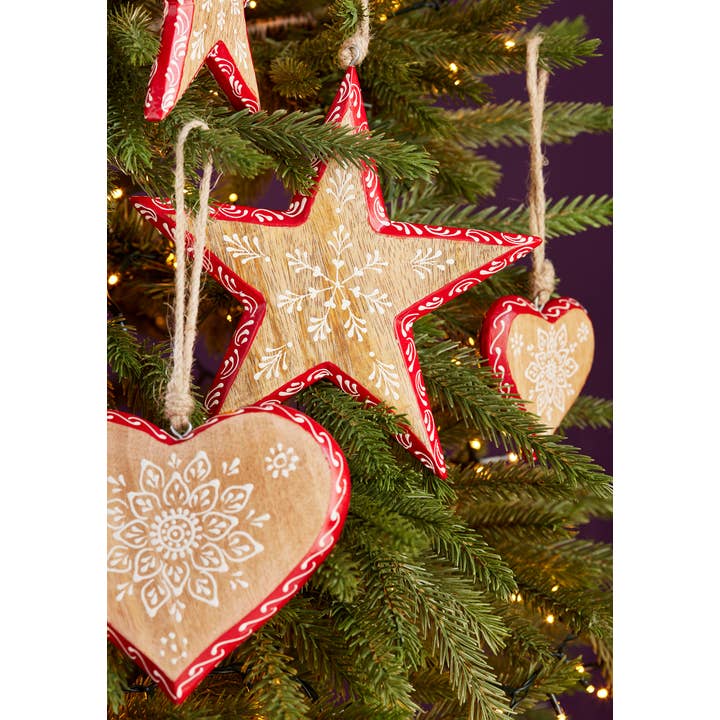 Namaste – wholesale Ornament – Hand Painted Mango Wood Heart, Small1