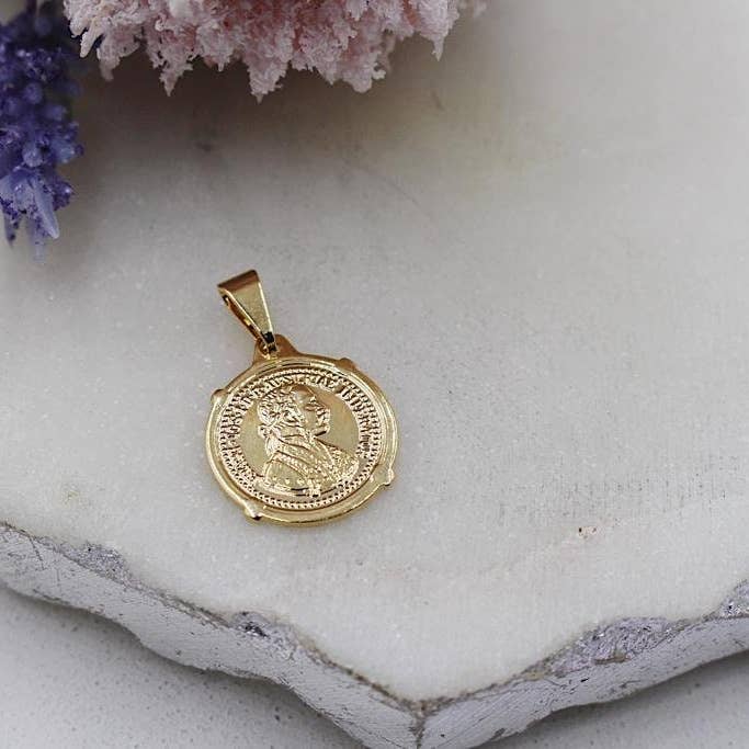 Trendy Dainty Coin Medallion Pendant for wholesale by Cherie by Cherie