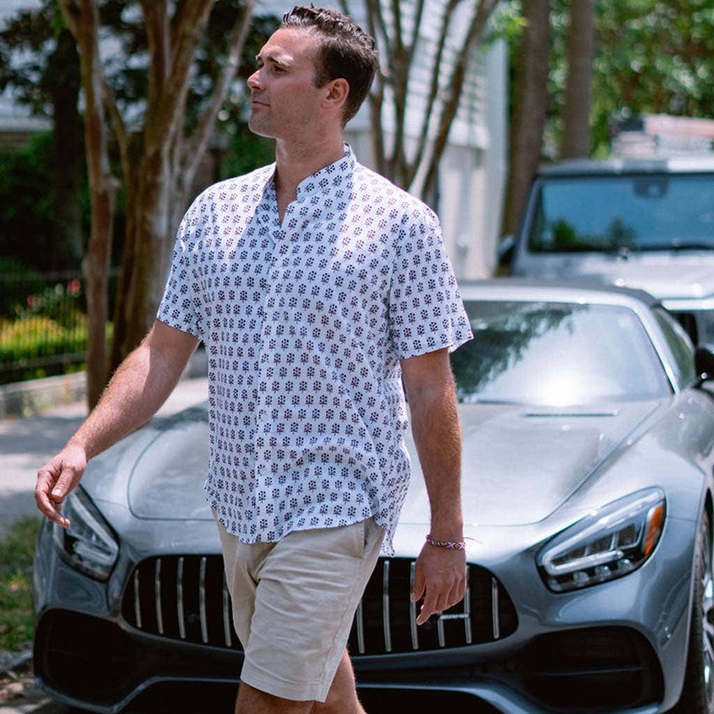 Block+Ink - Wholesale Button Down Shirt - Men's - Cream Black Herb1