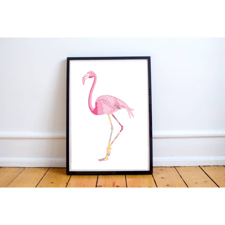 Impression d'art de flamant rose amusant | Décoration murale d'oiseau rose vif pour la vente par You've Got Pen On Your Face