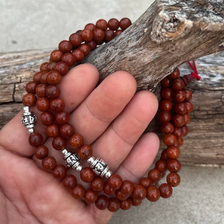 Lungta Imports – wholesale Bönehalsband – Tibetanska Mala Buddhistiska Bönepärlor Radband Brun Lotus Seed4