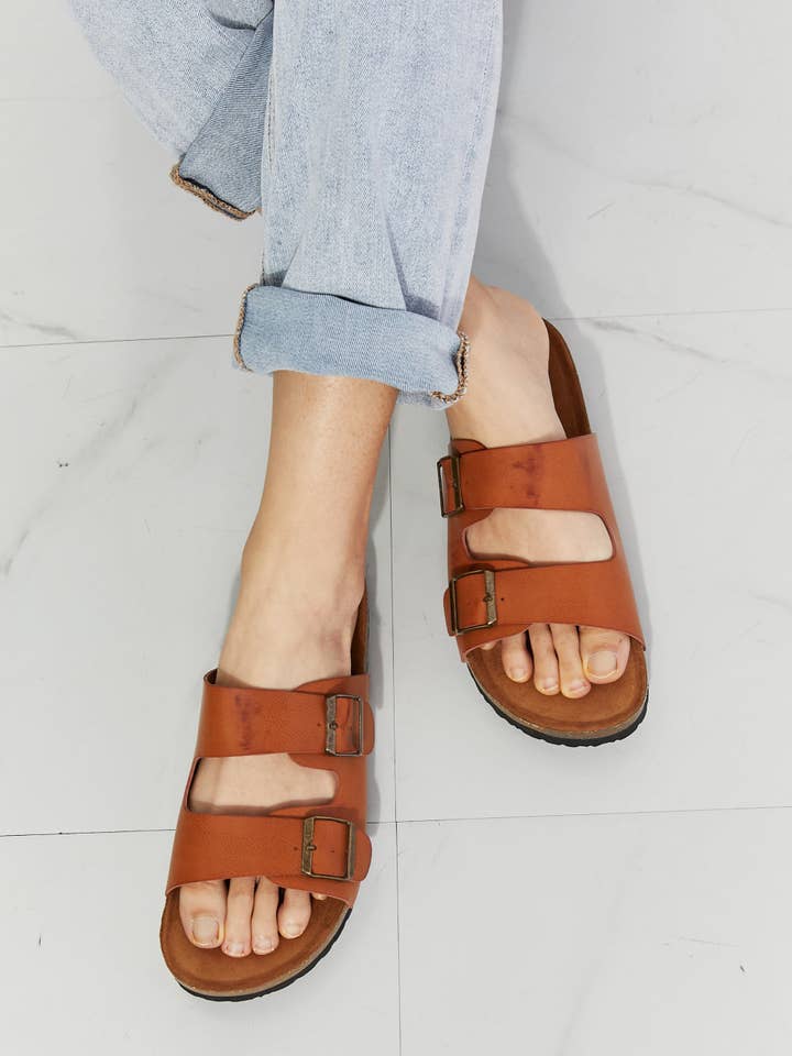 MMShoes Best Life Double-Banded Slide Sandal in Ochre for wholesale on Faire