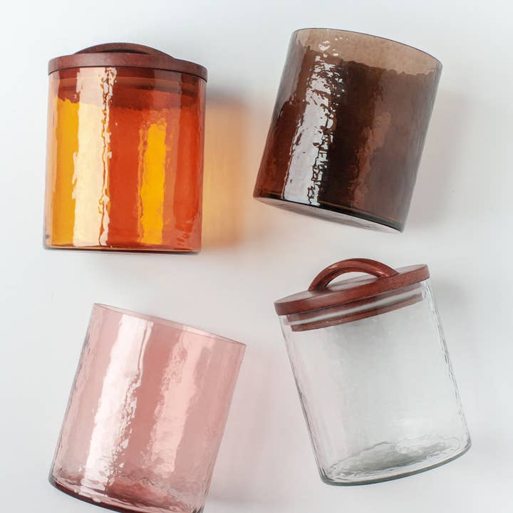 Creative Women - Wholesale Canister - Handblown Hammered Glass Canisters