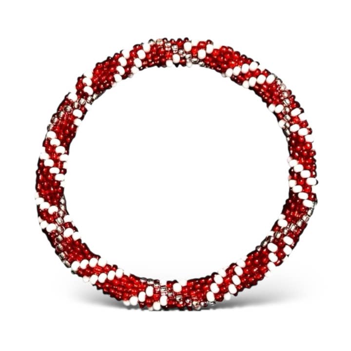 Nepali Red White and Silver Bracelet for wholesale by Maison Yvelise
