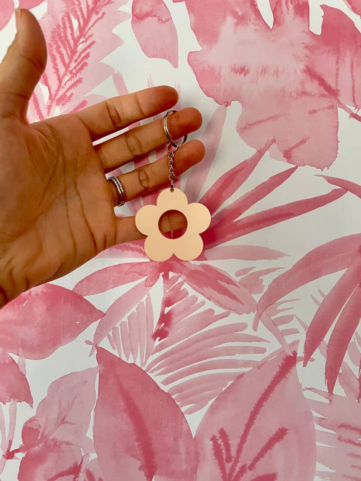 Flower Acrylic Keychain Daisy Retro for wholesale by The Oath Collective